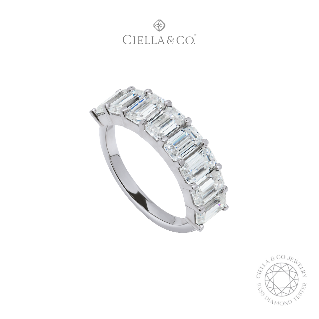 Ciella & Co - Odeette Emerald Half Eternity Wedding Band Ring Cincin Moissanite Diamond