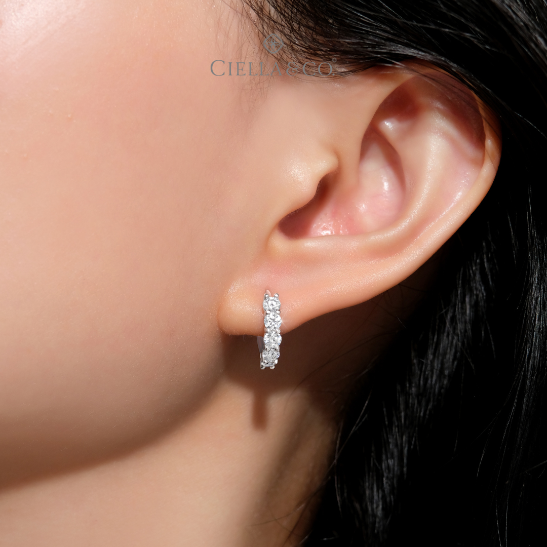Anting Moissanite - Ciella & Co. 5 Stones Studs Earrings 9K