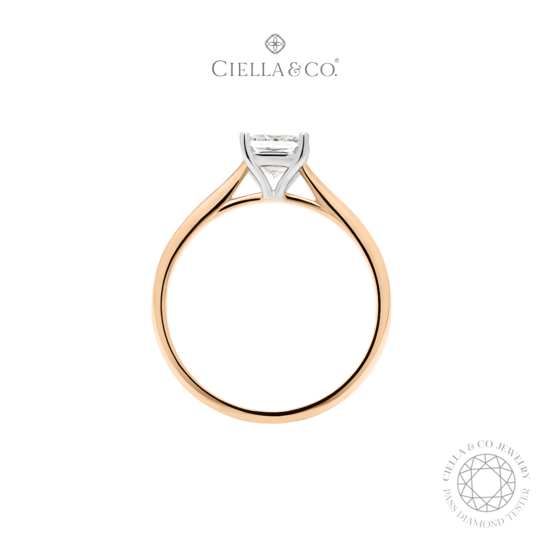 Ciella & Co - Princess Cut Solitaire Ring Cincin Tunangan Moissanite
