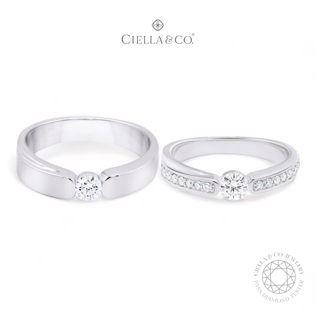 Ciella & Co - Avery Wedding Ring Cincin Couple Emas Men Women Moissanite